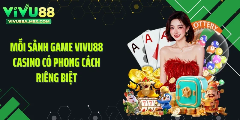 Mỗi sảnh game Vivu88 Casino có phong cách riêng biệt